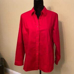 Chico's No Iron Red Button Down Long Sleeve Shirt NWT Chico Size 2